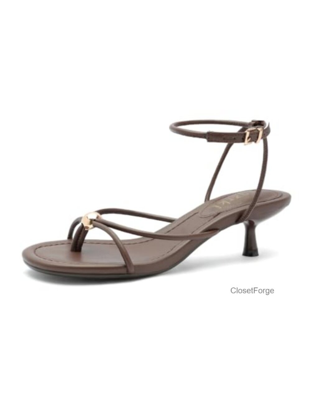 Kitten Heels Strappy Open Toe Faux Leather Ankle Strap Dress Sandals